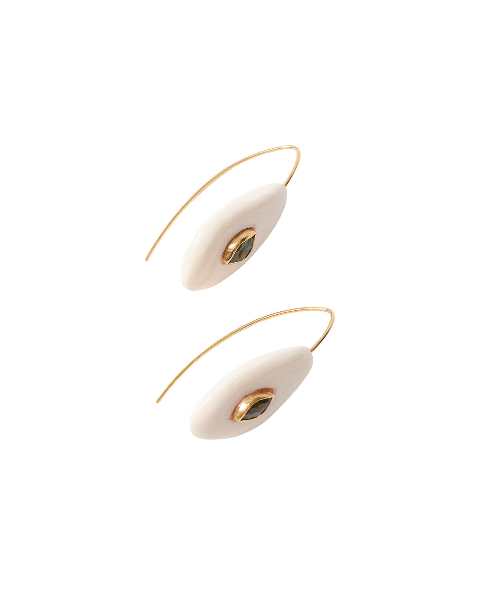 Tdrp Horn Stn Hk 18k Gold Vermeil, Peridot, White Bone
