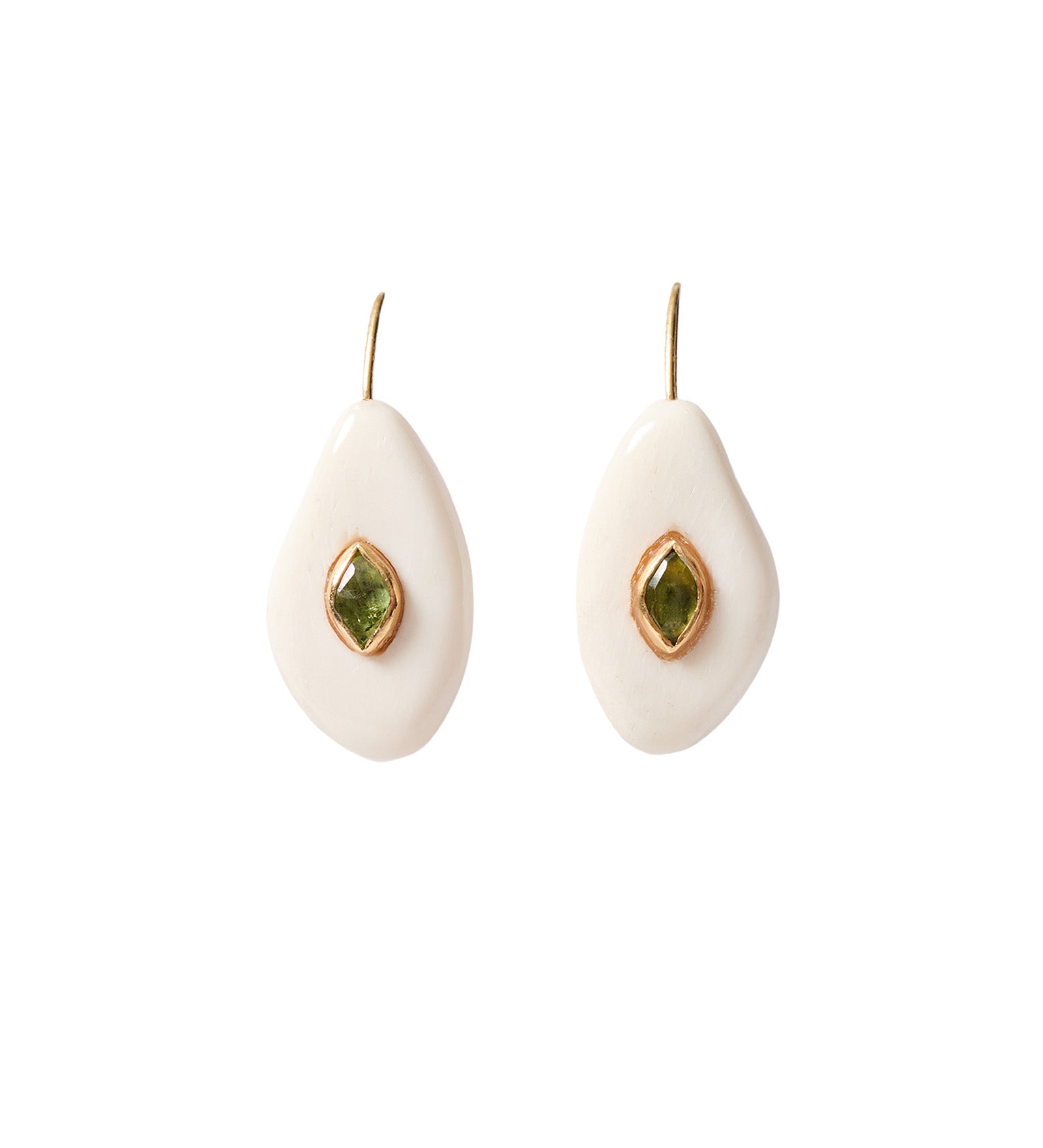 Tdrp Horn Stn Hk 18k Gold Vermeil, Peridot, White Bone