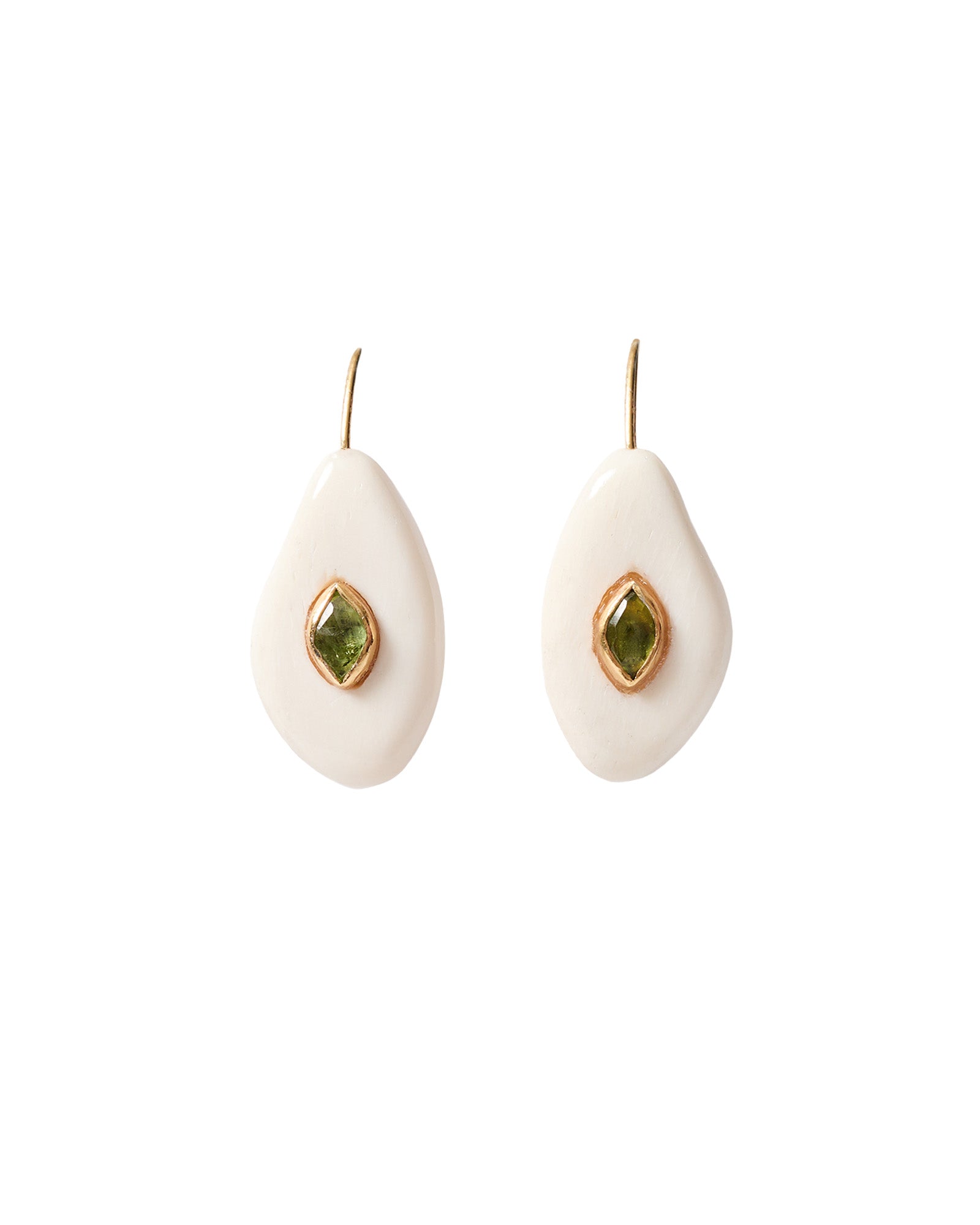 Tdrp Horn Stn Hk 18k Gold Vermeil, Peridot, White Bone