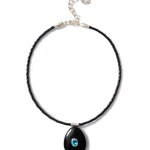 Tdrp Horn Braid Nk Sterling Silver, Blue Topaz, Black Horn