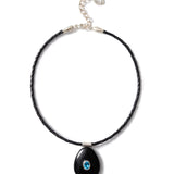 Tdrp Horn Braid Nk Sterling Silver, Blue Topaz, Black Horn