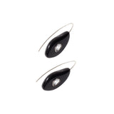 Ovl Horn Stn Hk Sterling Silver, Moissanite, Black Horn