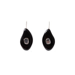 Ovl Horn Stn Hk Sterling Silver, Moissanite, Black Horn