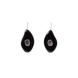 Ovl Horn Stn Hk Sterling Silver, Moissanite, Black Horn