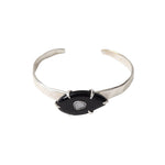 Ovl Horn Stn Cuff Sterling Silver, Moissanite, Black Horn