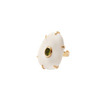 Ovl Bone Stn Adj Ring 18k Gold Plated, Peridot, White Bone