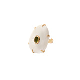 Ovl Bone Stn Adj Ring 18k Gold Plated, Peridot, White Bone
