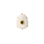 Ovl Bone Stn Adj Ring 18k Gold Plated, Peridot, White Bone