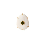 Ovl Bone Stn Adj Ring 18k Gold Plated, Peridot, White Bone
