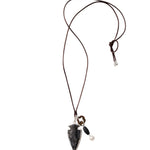 Arrowhead Chrm Satin Nk Sterling Silver, Slate, White Pearl
