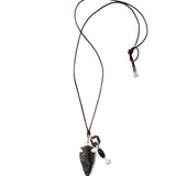 Arrowhead Chrm Satin Nk Sterling Silver, Slate, White Pearl