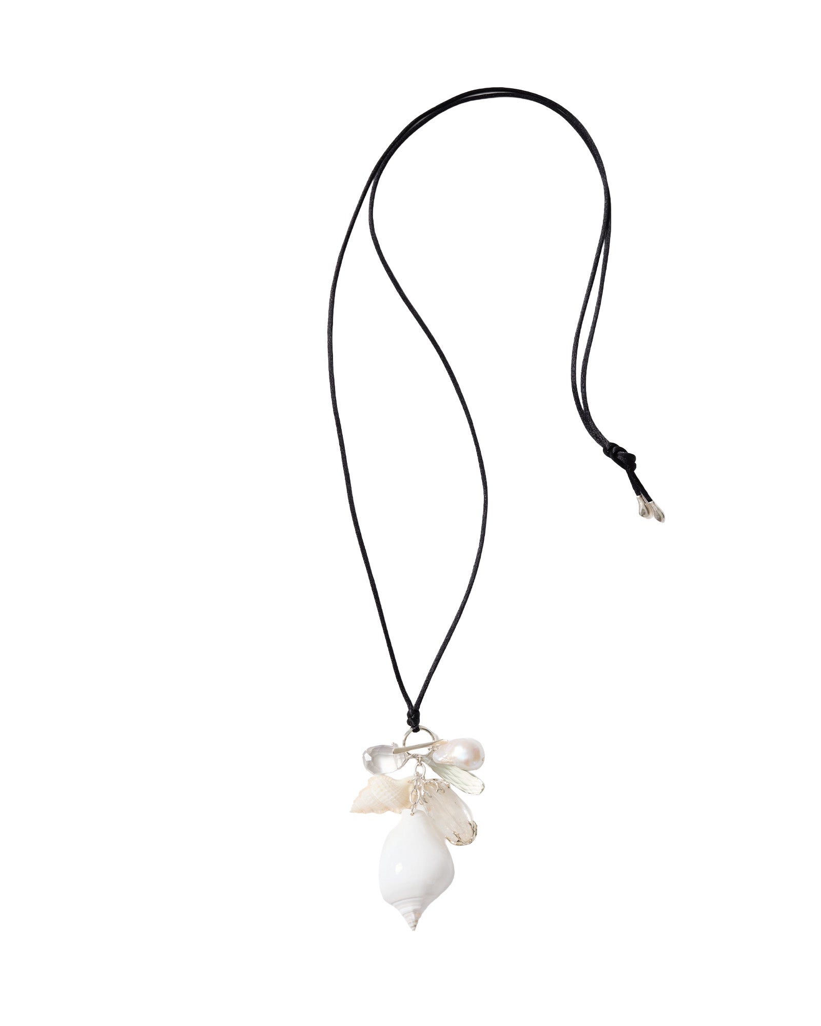 Shell Chem Satin Nk Rhodium Plated Brass, Pearl, Green Amethyst