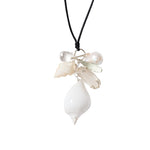 Shell Chem Satin Nk Rhodium Plated Brass, Pearl, Green Amethyst