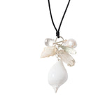Shell Chem Satin Nk Rhodium Plated Brass, Pearl, Green Amethyst