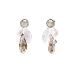 Stn Fwp Clstr Stud Sterling Silver, Quartz, White Pearl
