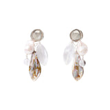 Stn Fwp Clstr Stud Sterling Silver, Quartz, White Pearl