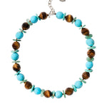 Mix Stn Nk Sterling Silver, Turquoise, Tigers Eye