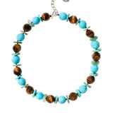 Mix Stn Nk Sterling Silver, Turquoise, Tigers Eye