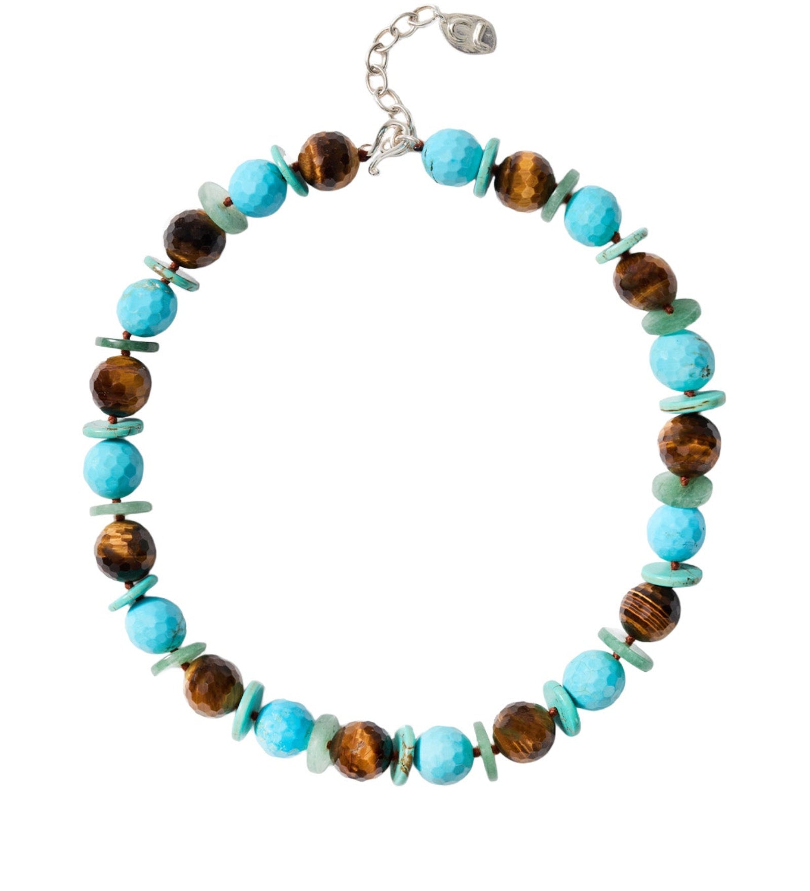 Mix Stn Nk Sterling Silver, Turquoise, Tigers Eye