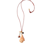 Shell Chrm Lthr Nk 18k Gold Plated, Green Amethyst, Smokey Quartz