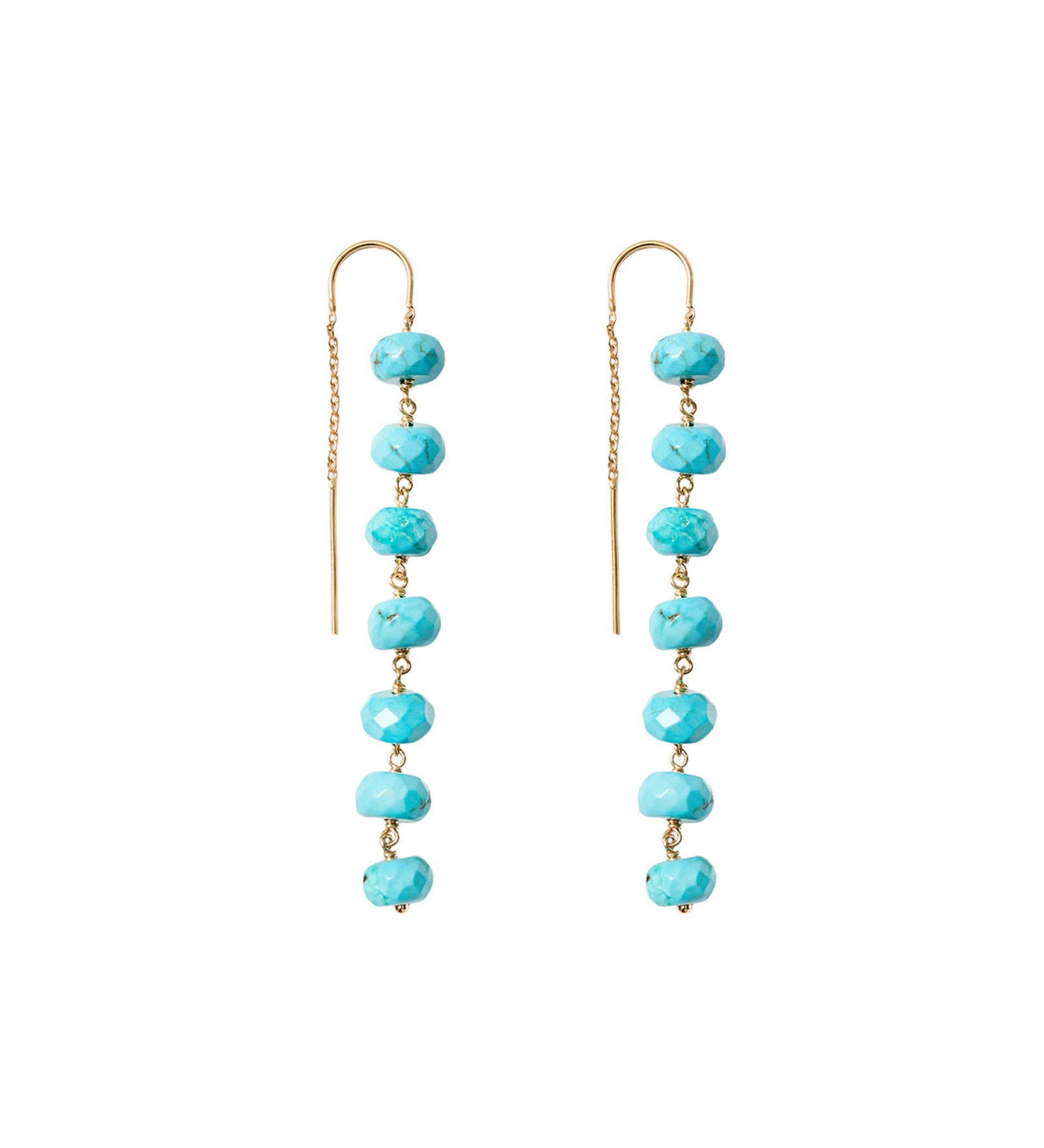 Stn Chn Drp Thdr 18k Gold Vermeil, Turquoise