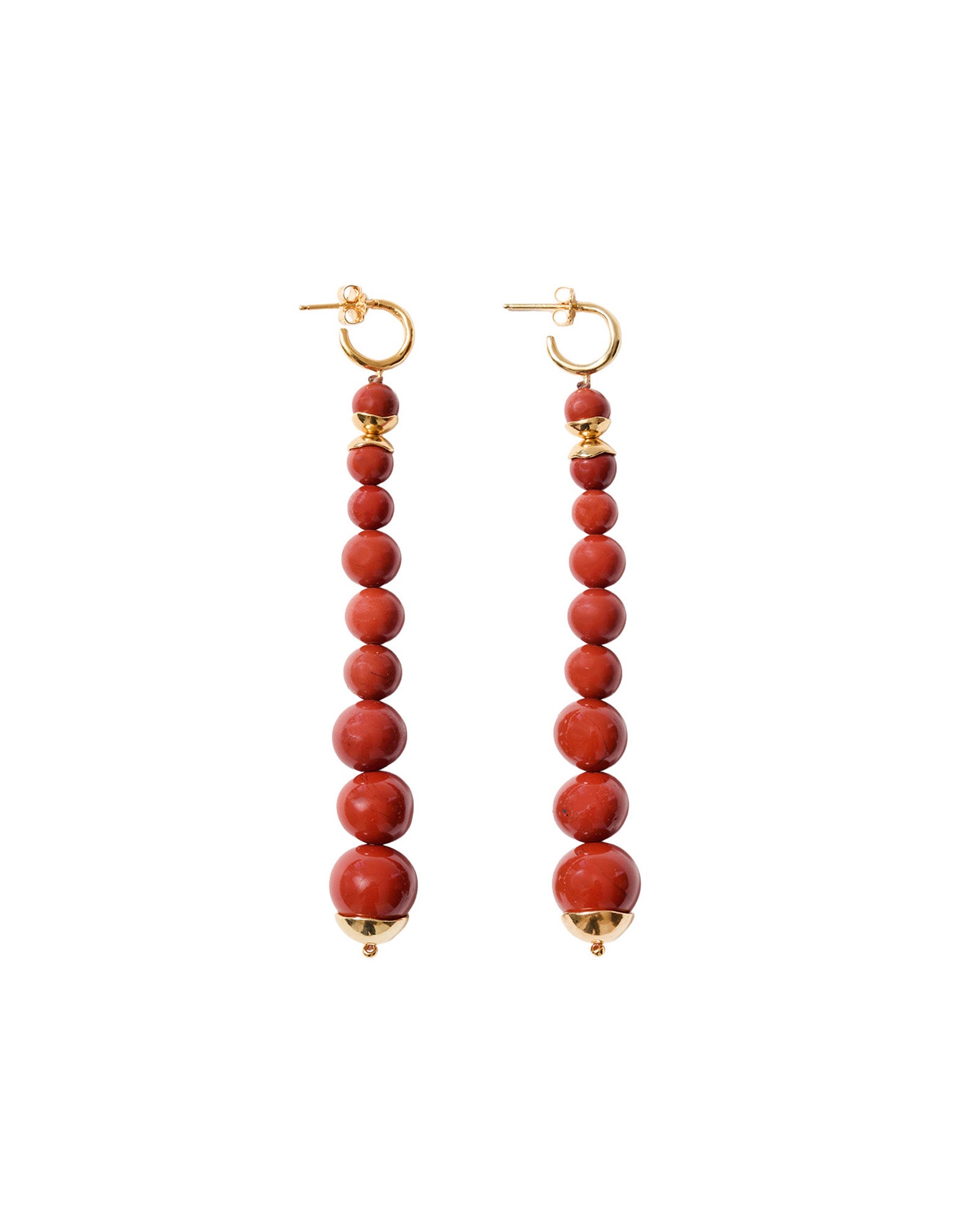 Grad Rnd Stn Huggie 18k Gold Vermeil, Red Jasper