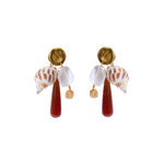 Stn Fwp Clstr Stud 18k Gold Plated, Quartz, Red Agate