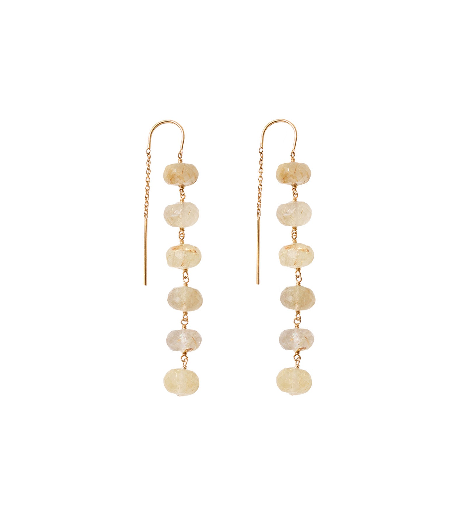 Stn Chn Drp Thdr 18k Gold Vermeil, Rutilated Quartz