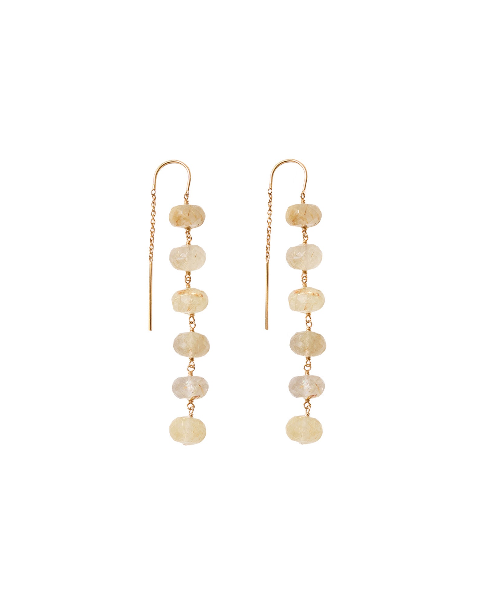 Stn Chn Drp Thdr 18k Gold Vermeil, Rutilated Quartz