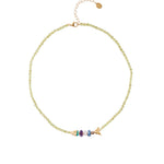 Fish Mix Stn Nk 18k Gold Plated, Turquoise, Amethyst