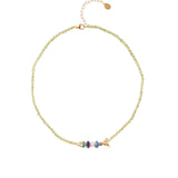 Fish Mix Stn Nk 18k Gold Plated, Turquoise, Amethyst