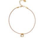 Rect Stn Braid Nk 18k Gold Plated, Green Amethyst
