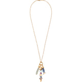 Fish Chrm Mix Stn Nk 18k Gold Plated, Green Amethyst, Kyanite