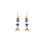 Fish Mix Stn Hk 18k Gold Plated, Turquoise, Amethyst