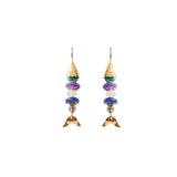Fish Mix Stn Hk 18k Gold Plated, Turquoise, Amethyst