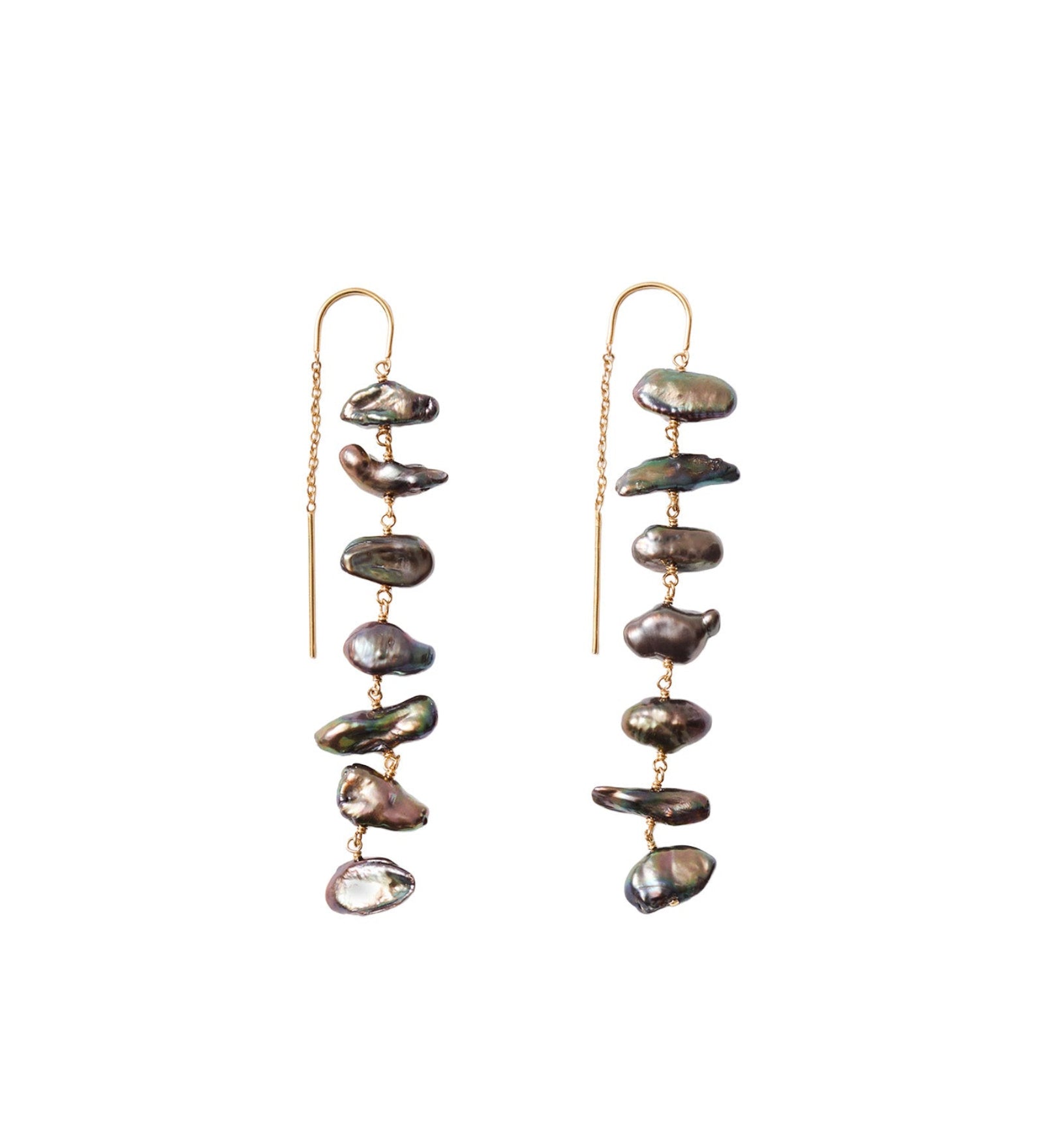 Keshi Prl Chn Drp Thdr 18k Gold Vermeil, Peacock Pearl