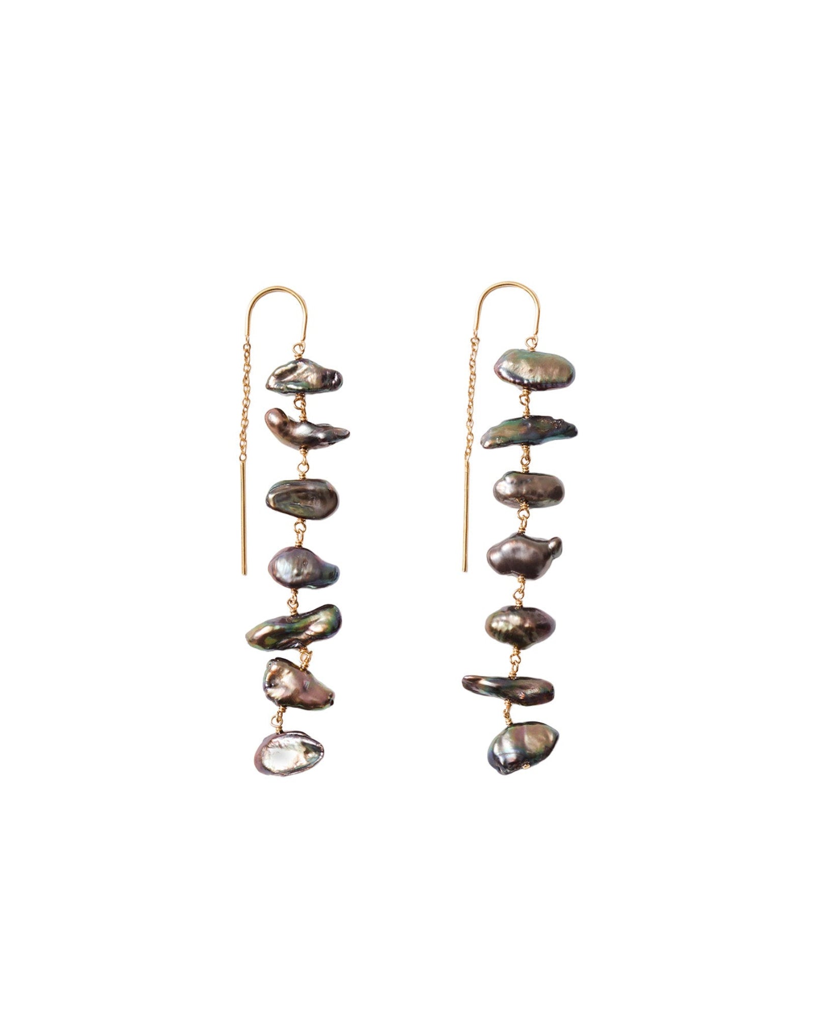 Keshi Prl Chn Drp Thdr 18k Gold Vermeil, Peacock Pearl