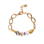 Fish Mix Stn Brac 18k Gold Plated, Amethyst, Kyanite