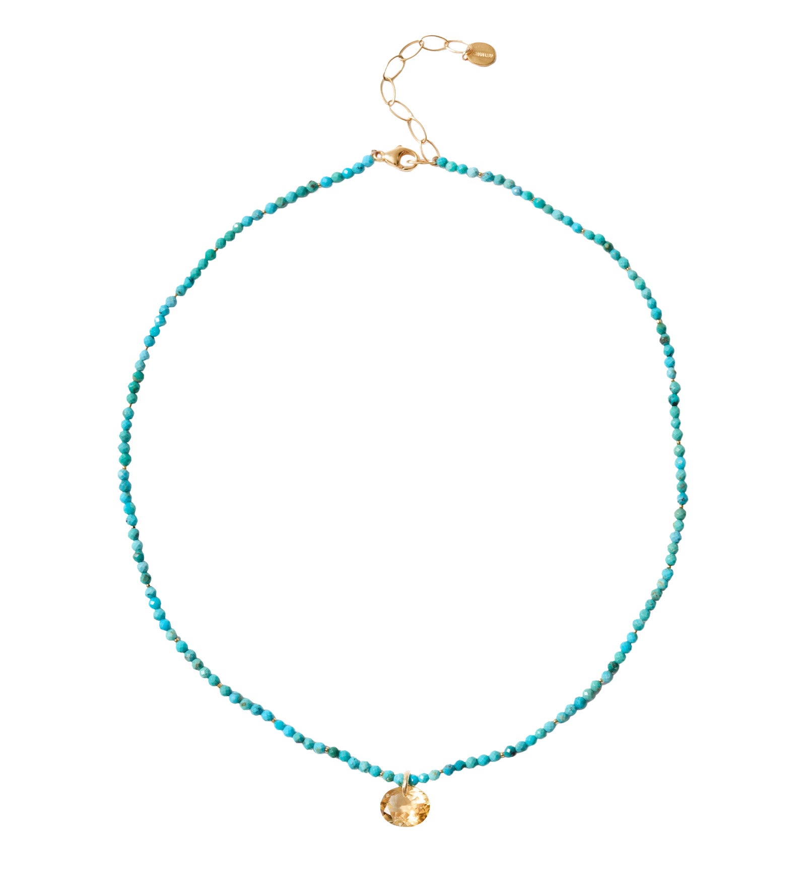 Ovl Stn Stn Nug Nk 18k Gold Vermeil, Turquoise, Citrine