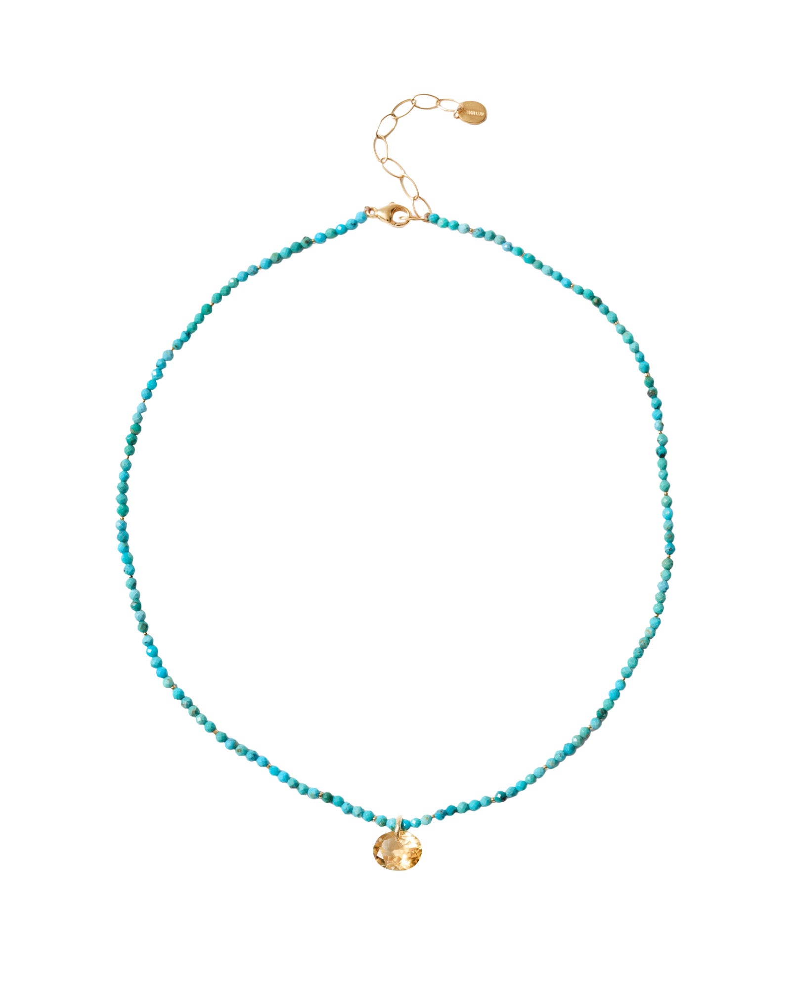 Ovl Stn Stn Nug Nk 18k Gold Vermeil, Turquoise, Citrine