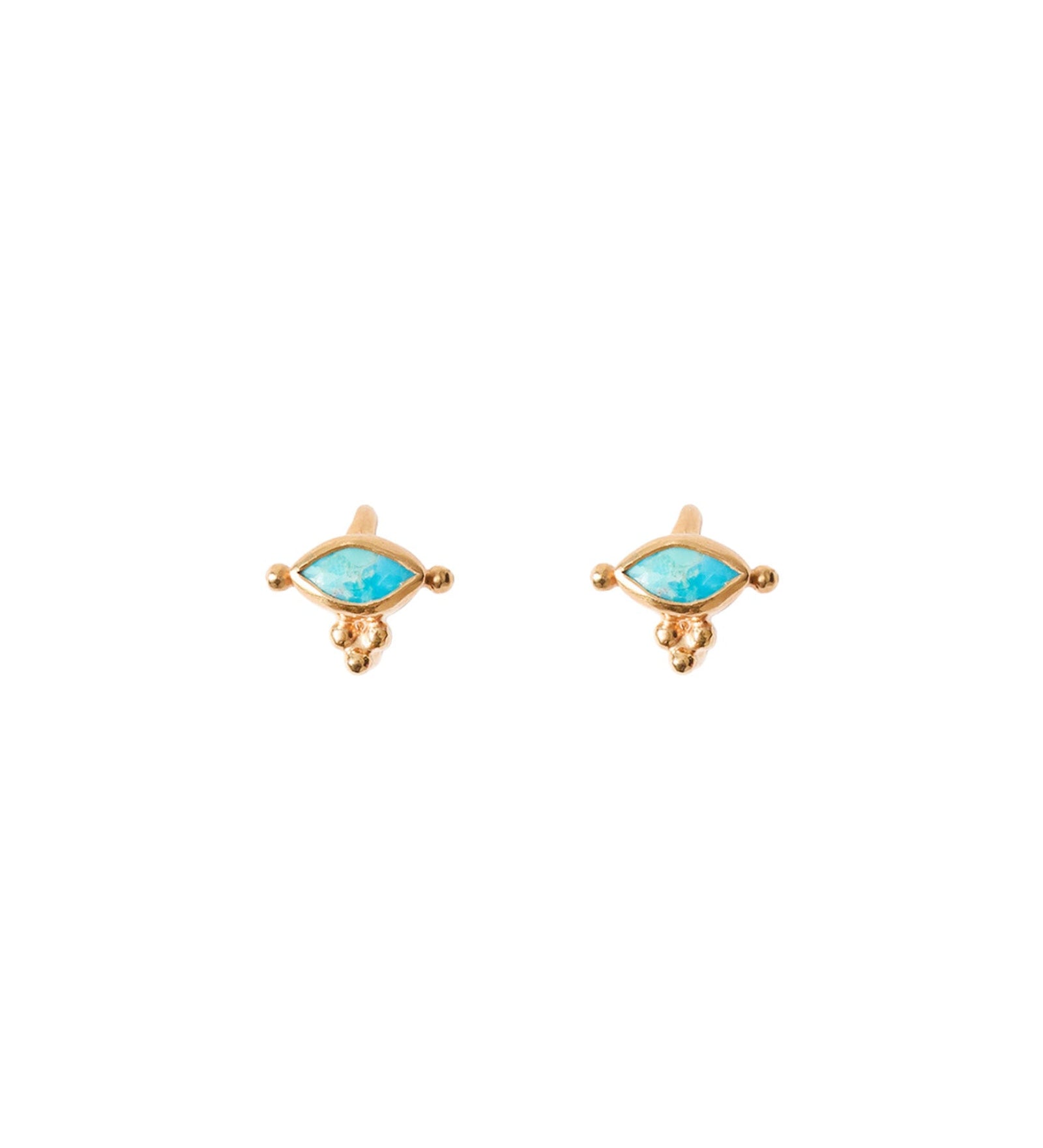 E.Eye Stn Stud 18k Gold Vermeil, Turquoise