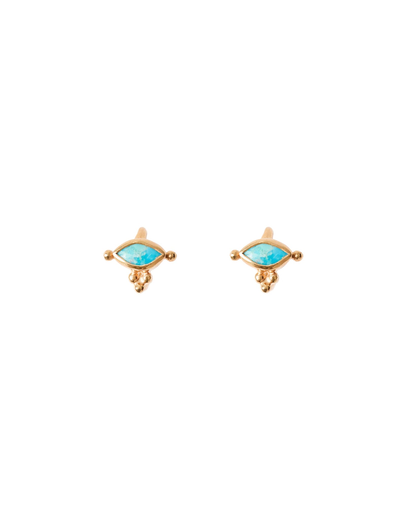 E.Eye Stn Stud 18k Gold Vermeil, Turquoise