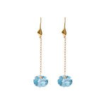 Ovl Stn Chn Drp Hk 18k Gold Vermeil, Blue Topaz