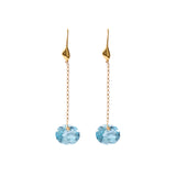 Ovl Stn Chn Drp Hk 18k Gold Vermeil, Blue Topaz