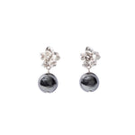 Flwr Ball Stn Stud Sterling Silver, Hematite