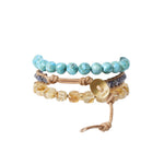 3Wrp Mix Stn Brac 18K Gold Vermeil, Turquoise, Iolite