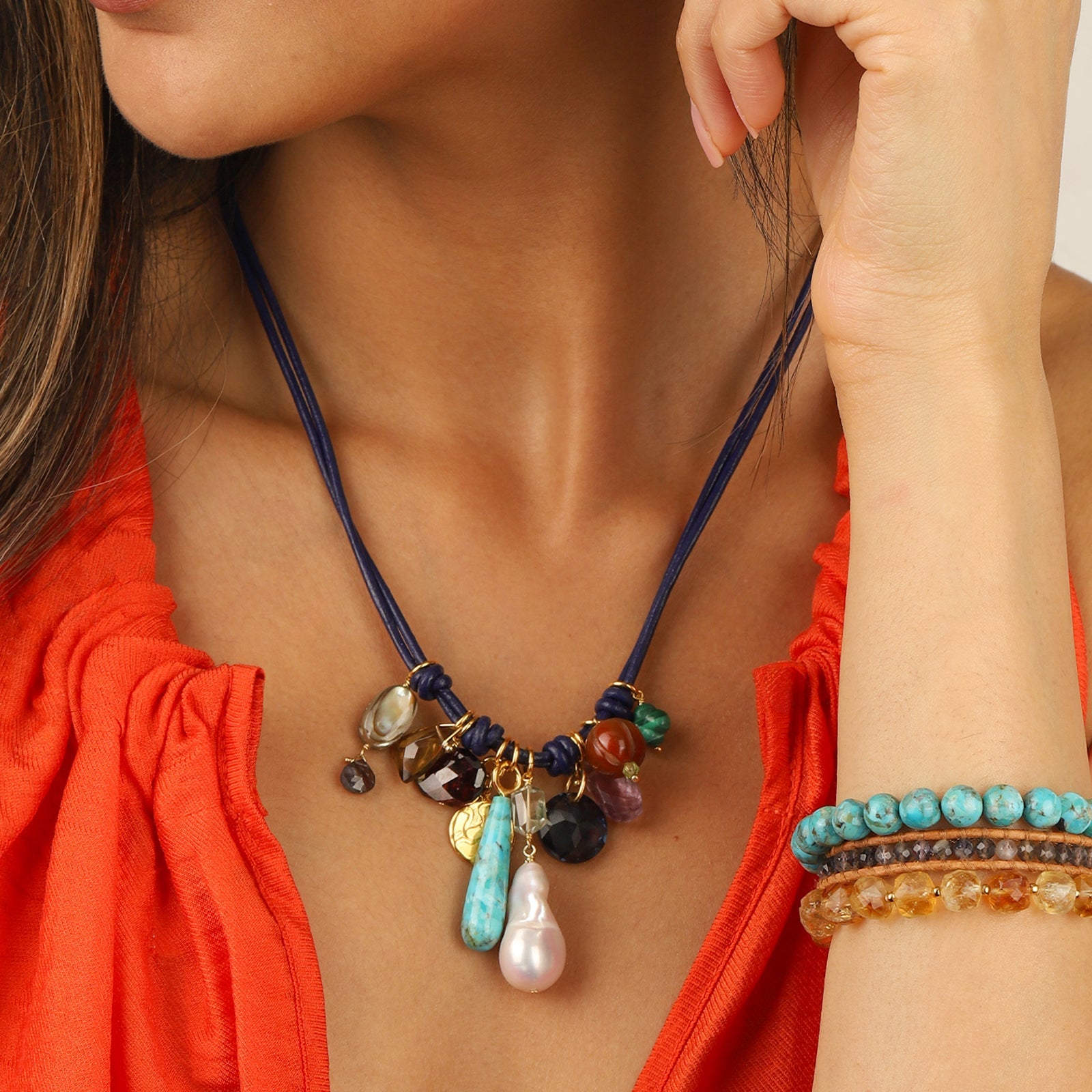 Chan Luu-Trinity Bracelet Set Turquoise-Bracelets-Blue Ruby Jewellery-Vancouver Canada