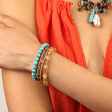 Chan Luu-Trinity Bracelet Set Turquoise-Bracelets-Blue Ruby Jewellery-Vancouver Canada