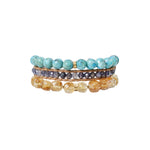 3Wrp Mix Stn Brac 18K Gold Vermeil, Turquoise, Iolite