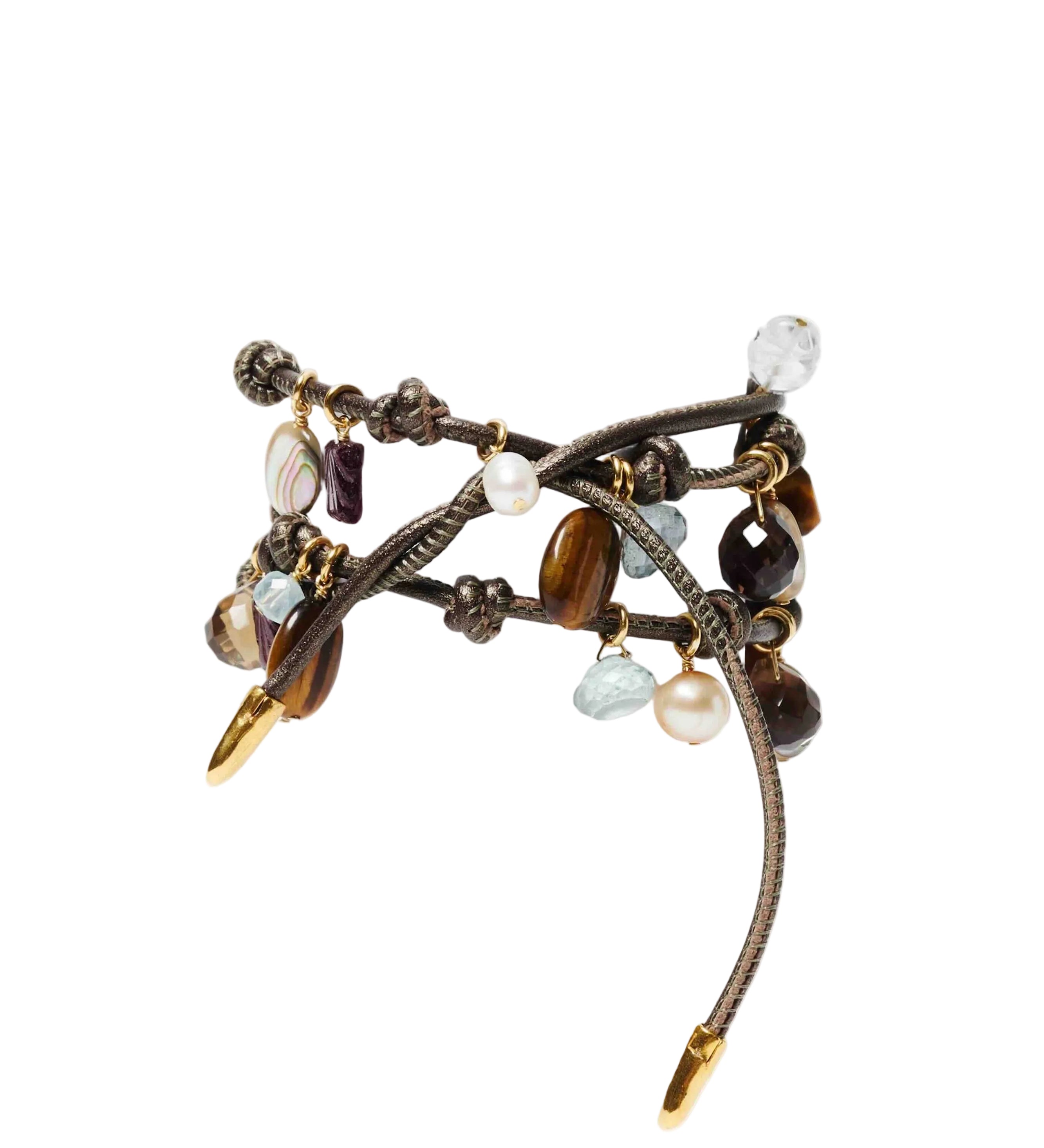 Chan Luu-Lea Leather Three Wrap Bracelet-Bracelets-Blue Ruby Jewellery-Vancouver Canada